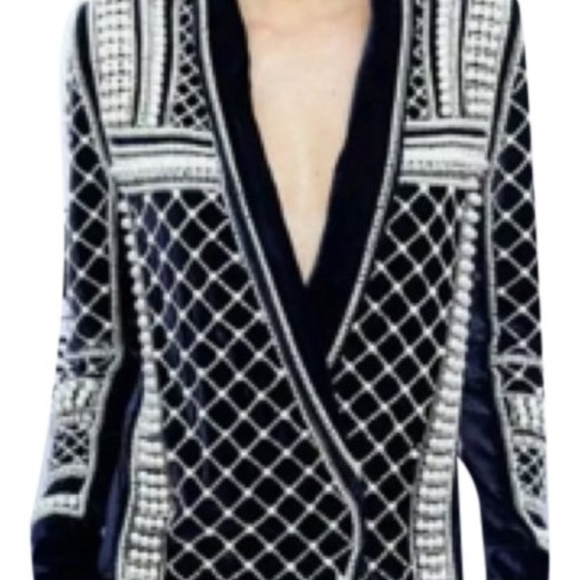 BALMAIN x HM Velvet Beaded Jacket Dress Size US 02 - Picture 6 of 6